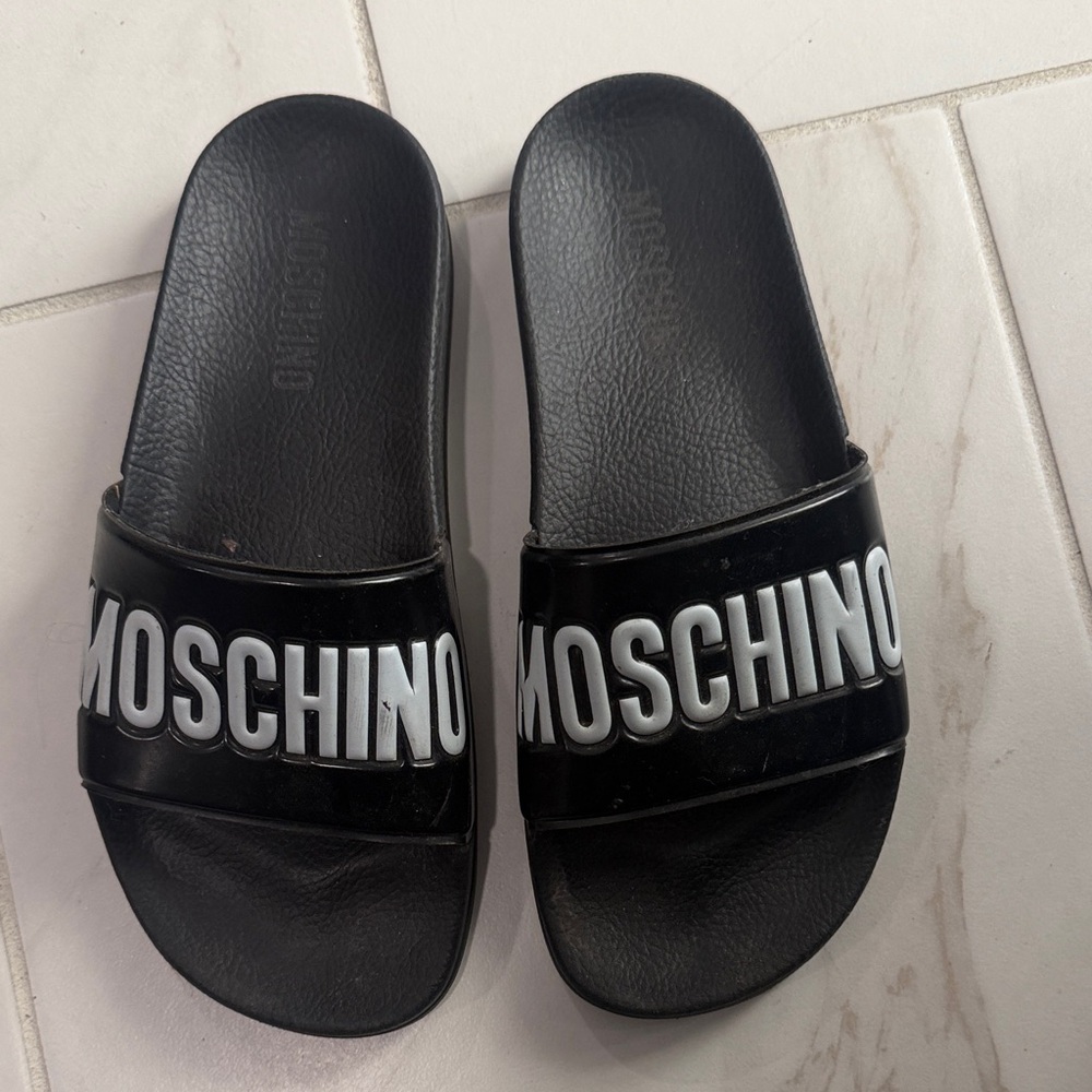 Moschino Black Slides